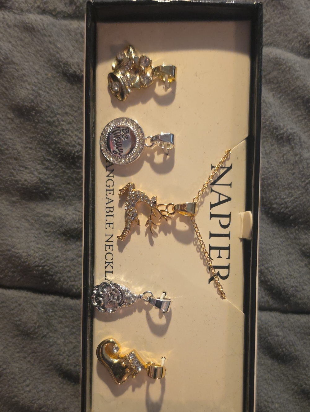 Napier Gold and Silver Charm Necklace Set with Sparkling Accents